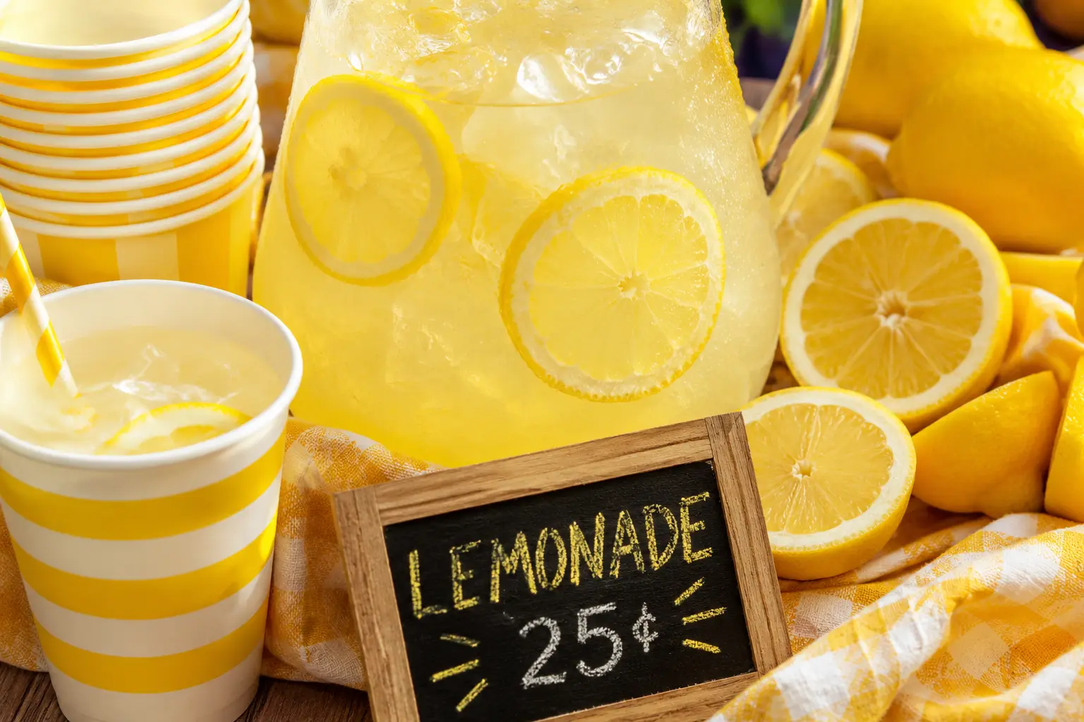 A kid’s lemonade stand